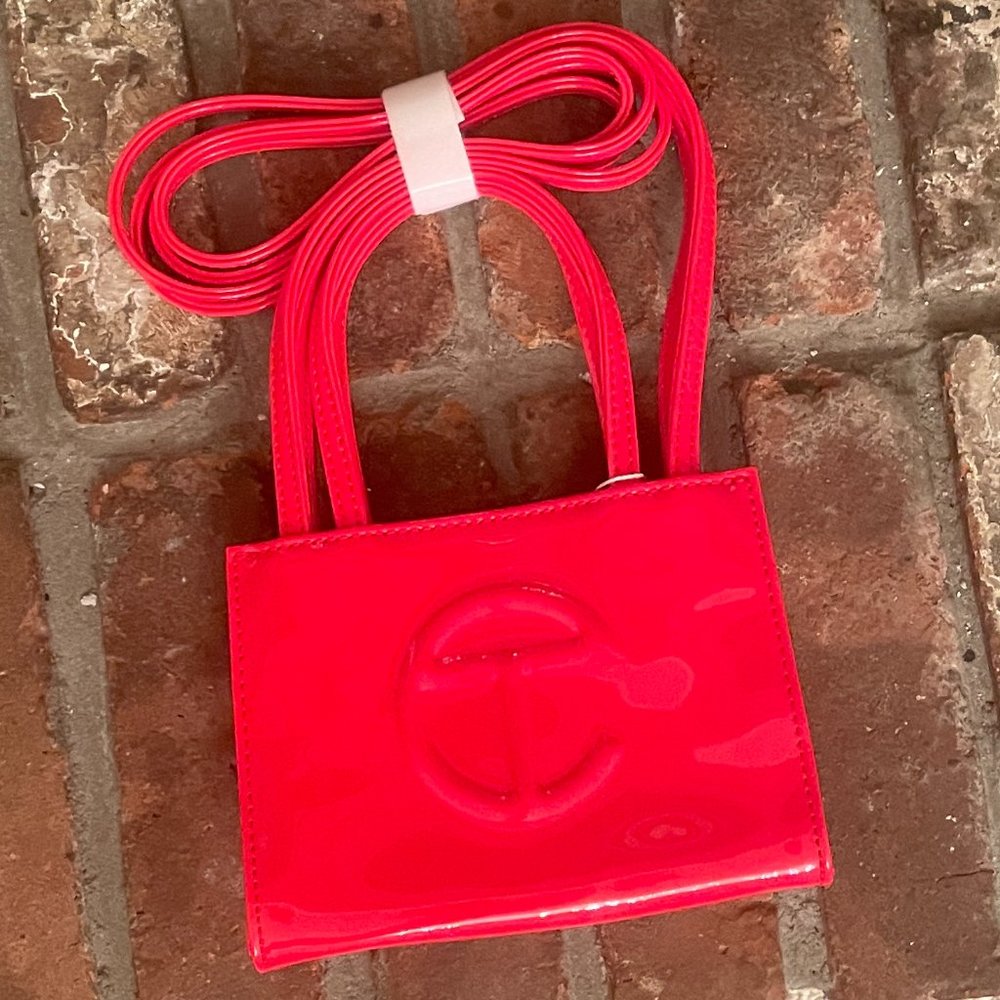 Telfar Patent Red Patent Leather Shopper - Small